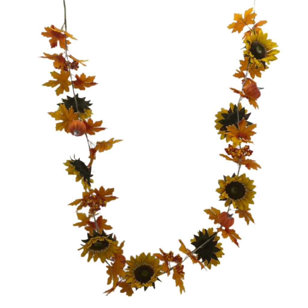 6ft Yellow Sunflower Garland With Maple Leaves By Ashland Michaels